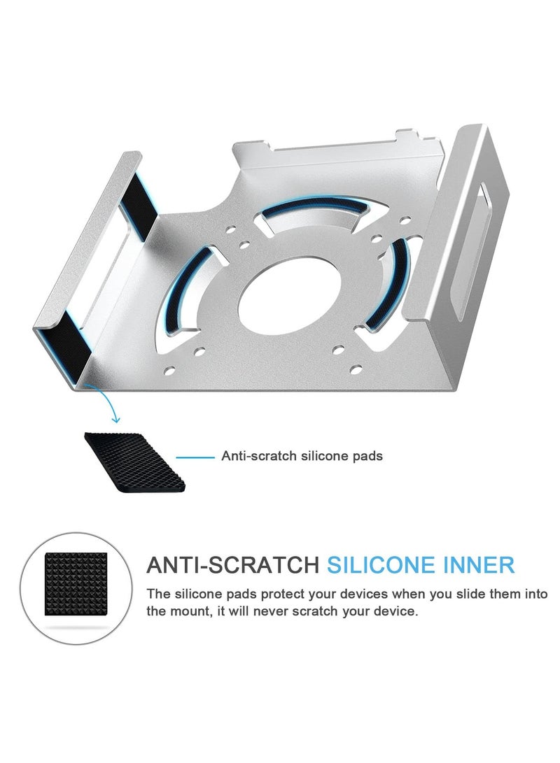 erorex Mac Mini M2 Mount, Heat Dissipation Design Anti-Scratch Behind Monitor, Under Desk, Wall Mount Stand for Mac Mini 2011 to 2023 M2 Pro, Compatible with VESA Hole (Silver)  - Image 3