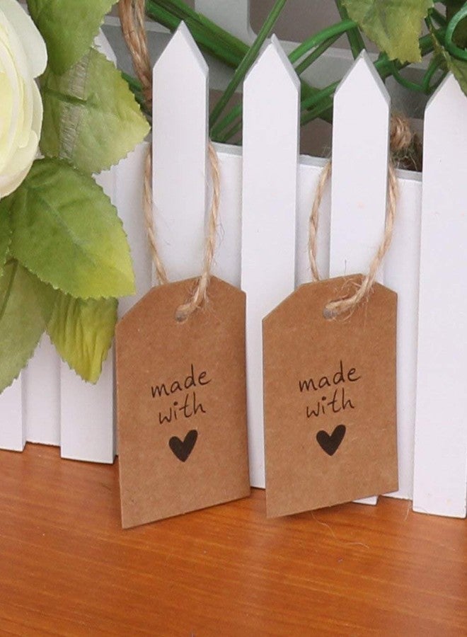 atmiyamart Pack of 100 Pcs Made with Love Kraft Paper Tag Label Twine (Brown) - Image 2