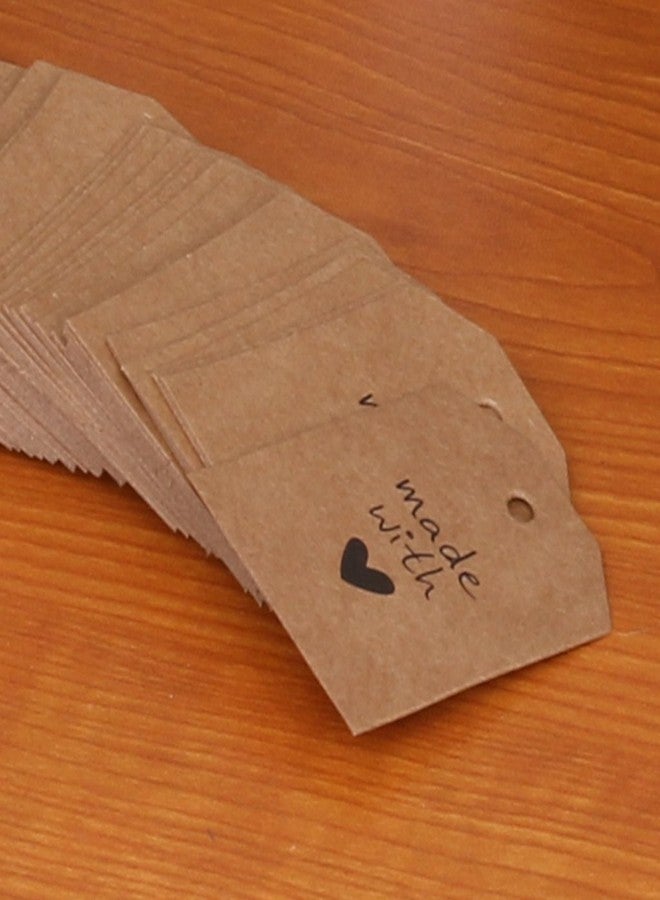 atmiyamart Pack of 100 Pcs Made with Love Kraft Paper Tag Label Twine (Brown) - Image 3