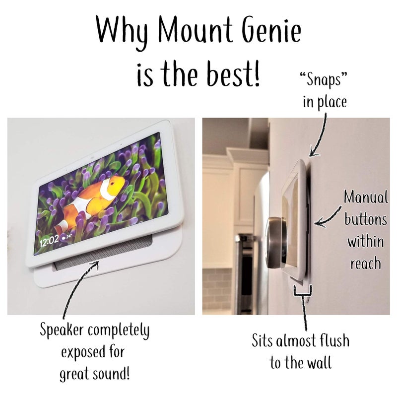Mount Genie Simple Built-in Google Nest Hub Gen 1 Wall Mount [DOES NOT FIT 2021 GEN 2]: The Perfect Smart Home Command Center | PoE Option Available | Designed in The USA - Image 3