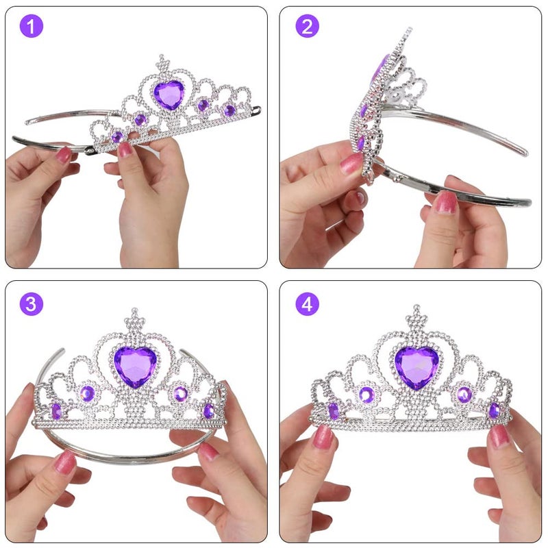 Vicloon Princess Dress Up Accessories, 2PCS Princess Crown and Wands for Little Girls, Jewelry Toy Gifts for Toddler Girls Christmas Party Cosplay Set for 3+ Years Old - Image 3