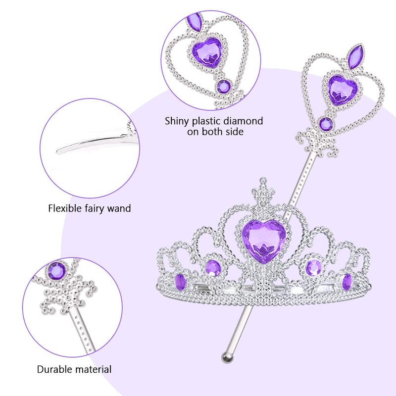 Vicloon Princess Dress Up Accessories, 2PCS Princess Crown and Wands for Little Girls, Jewelry Toy Gifts for Toddler Girls Christmas Party Cosplay Set for 3+ Years Old - Image 4