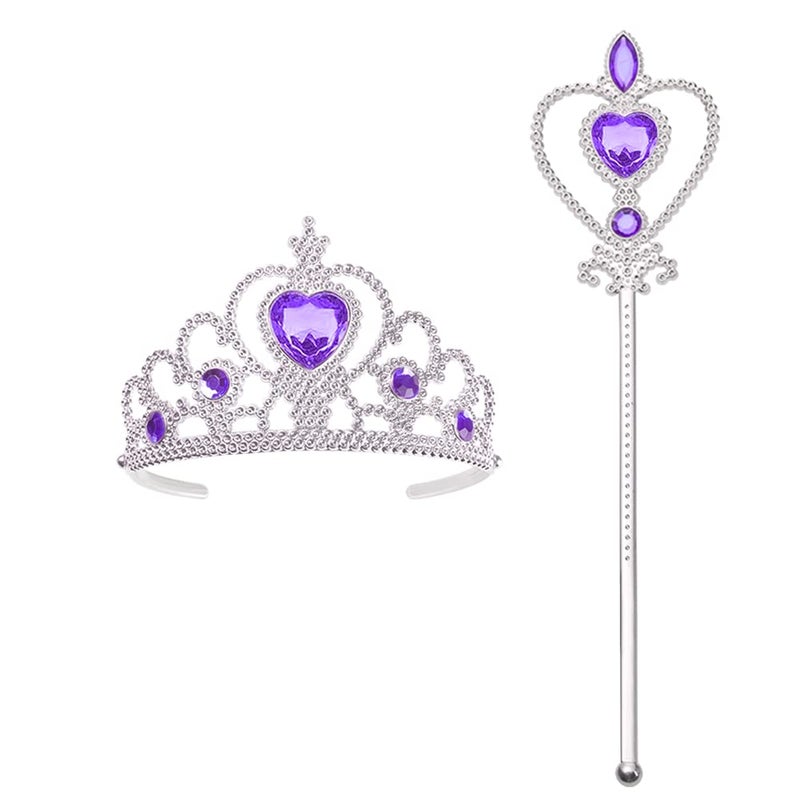 Vicloon Princess Dress Up Accessories, 2PCS Princess Crown and Wands for Little Girls, Jewelry Toy Gifts for Toddler Girls Christmas Party Cosplay Set for 3+ Years Old - Image 1