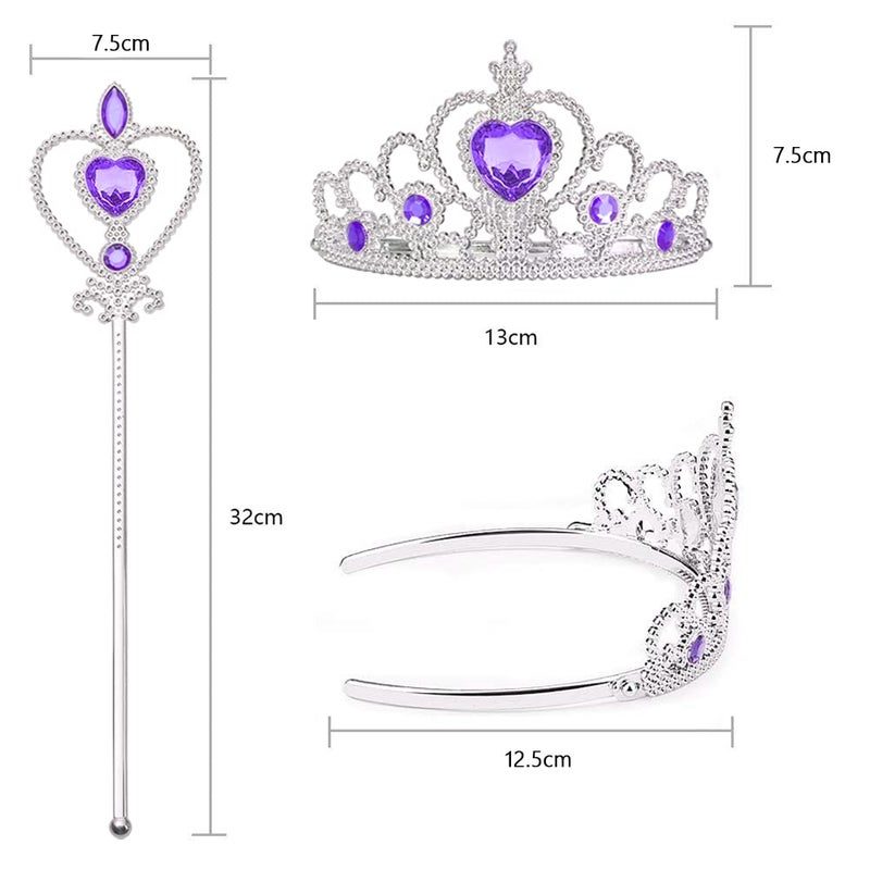 Vicloon Princess Dress Up Accessories, 2PCS Princess Crown and Wands for Little Girls, Jewelry Toy Gifts for Toddler Girls Christmas Party Cosplay Set for 3+ Years Old - Image 2