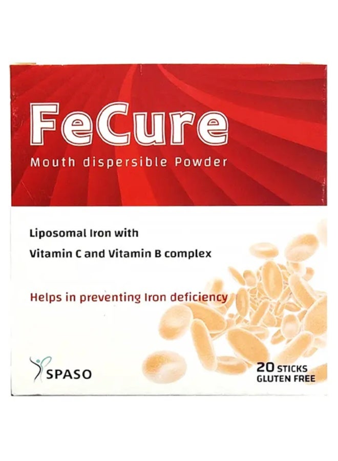 SPASO Fecure Liposomal Iron with Vitamin C & Vitamin B Complex 20 Sachets - Image 1