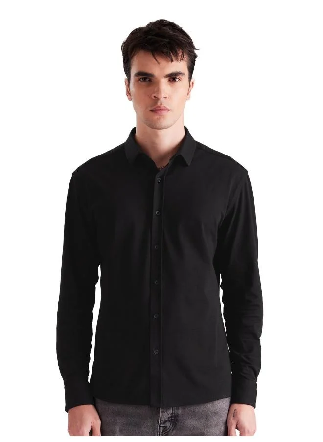 The Souled Store The Souled Store Men Textured Black Regular Fit Shirts