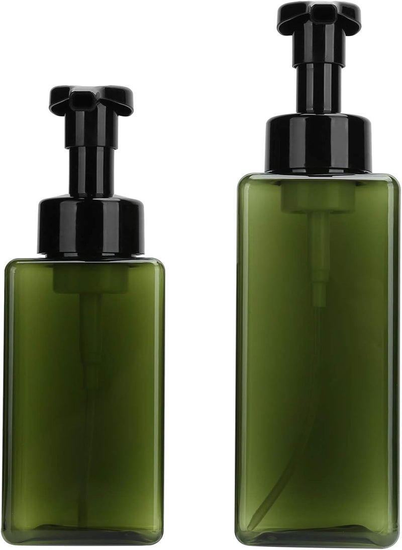 ويوبلز عبوات موزع صابون بلاستيكي بمضخة، سعة 250 مل + 450 مل، موزع صابون رغوي، موزع صابون سائل وقابل لإعادة التعبئة لليدين والشامبو والبلسم والمطبخ والحمام - عبوة من قطعتين - Image 1