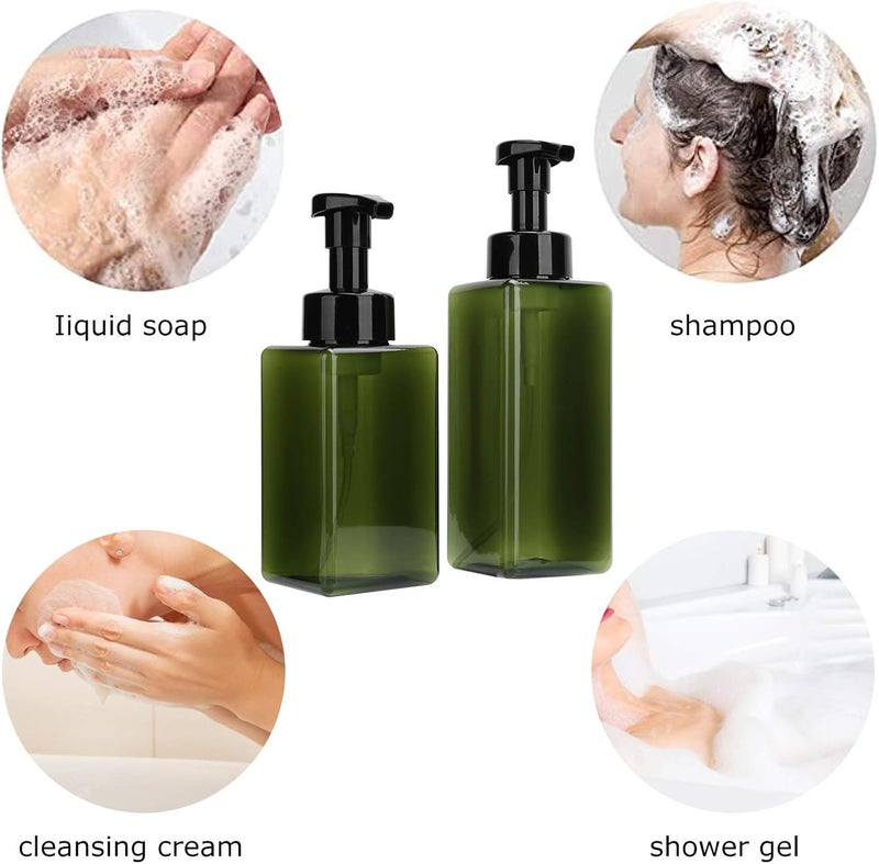 ويوبلز عبوات موزع صابون بلاستيكي بمضخة، سعة 250 مل + 450 مل، موزع صابون رغوي، موزع صابون سائل وقابل لإعادة التعبئة لليدين والشامبو والبلسم والمطبخ والحمام - عبوة من قطعتين - Image 3