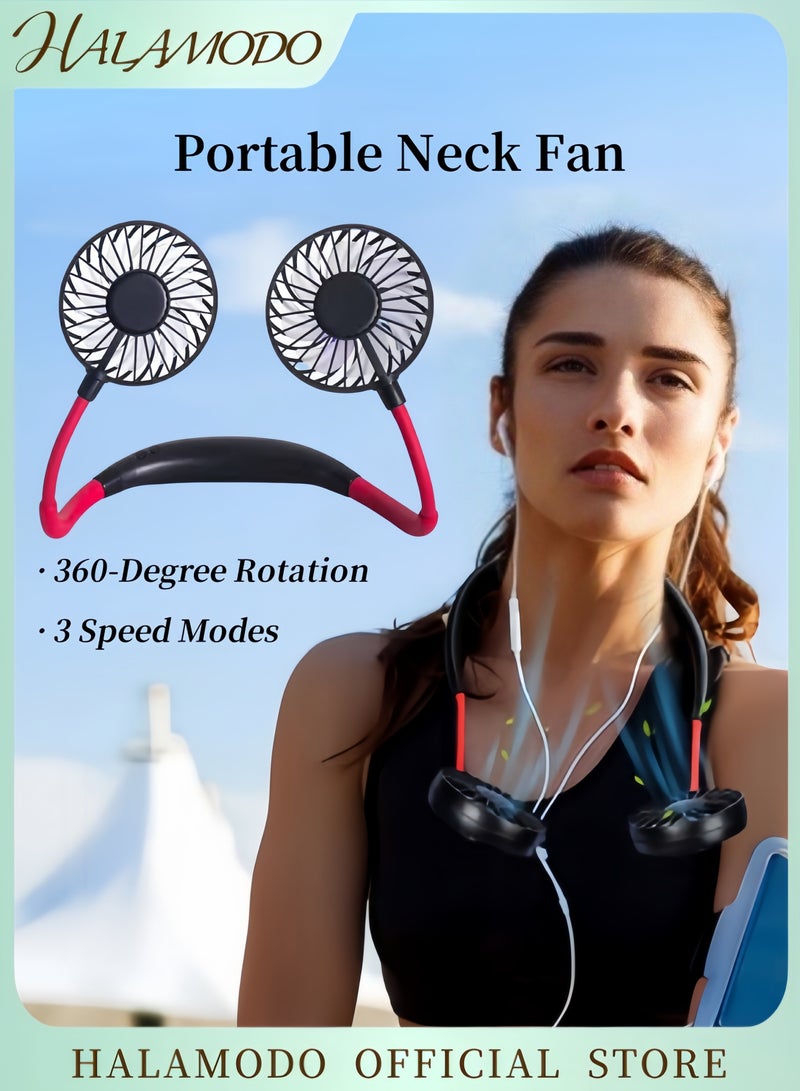 هالامودو مروحة رقبة محمولة محمولة على الرقبة مراوح رقبة شخصية USB صغيرة يمكن ارتداؤها بدون استخدام اليدين يمكن ارتداؤها باليدين، مراوح صغيرة محمولة صغيرة للتبريد حول رقبتك مع دوران حر 360 درجة للعمل والسفر والمكتب والقراءة في الهواء الطلق - Image 1