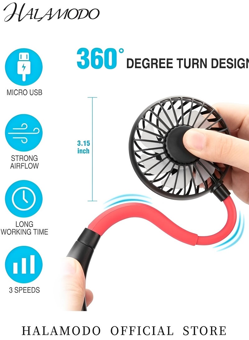 هالامودو مروحة رقبة محمولة محمولة على الرقبة مراوح رقبة شخصية USB صغيرة يمكن ارتداؤها بدون استخدام اليدين يمكن ارتداؤها باليدين، مراوح صغيرة محمولة صغيرة للتبريد حول رقبتك مع دوران حر 360 درجة للعمل والسفر والمكتب والقراءة في الهواء الطلق - Image 4