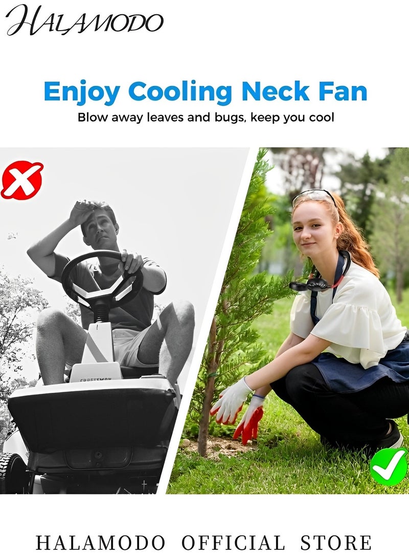 هالامودو مروحة رقبة محمولة محمولة على الرقبة مراوح رقبة شخصية USB صغيرة يمكن ارتداؤها بدون استخدام اليدين يمكن ارتداؤها باليدين، مراوح صغيرة محمولة صغيرة للتبريد حول رقبتك مع دوران حر 360 درجة للعمل والسفر والمكتب والقراءة في الهواء الطلق - Image 5