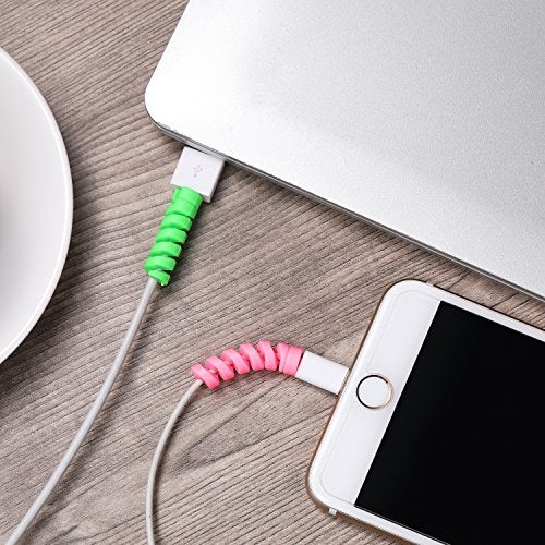 Jetec 24 Pcs Charger Cable Protector,Silicone Flexible Cable Saver,Spiral USB Mouse Wire Protector for Headphone Laptop Earphone Cell Phone Wrap Accessories (Black,Pink,Blue,Green) - Image 3