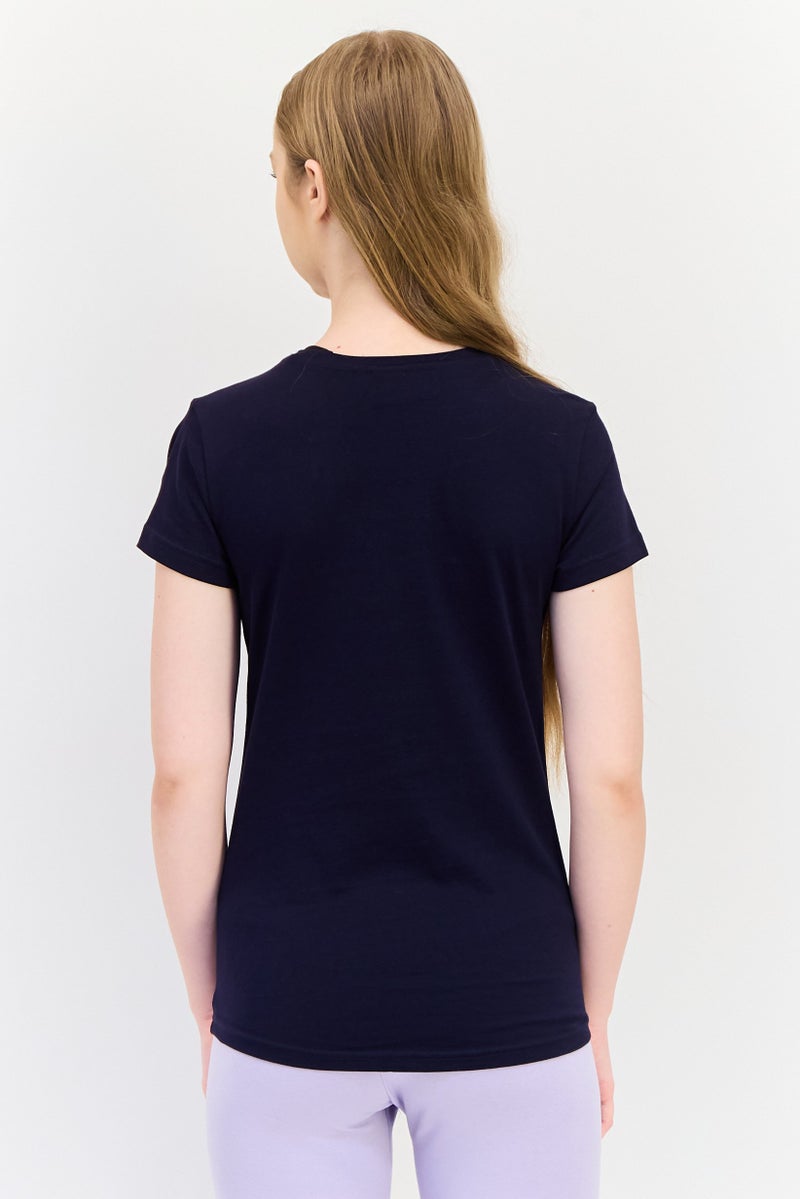 PUMA تي شيرت رياضي نسائي بأكمام قصيرة مناسب في الهواء الطلق، أزرق داكن - Image 2