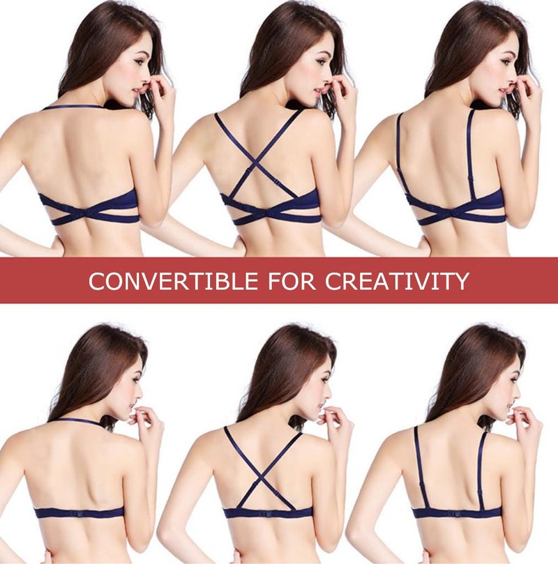 ZUKULIFE Women's Essentials Deep U Multi-Way Push Up Convertible Plunge Bra - (Black 36C) - Image 2