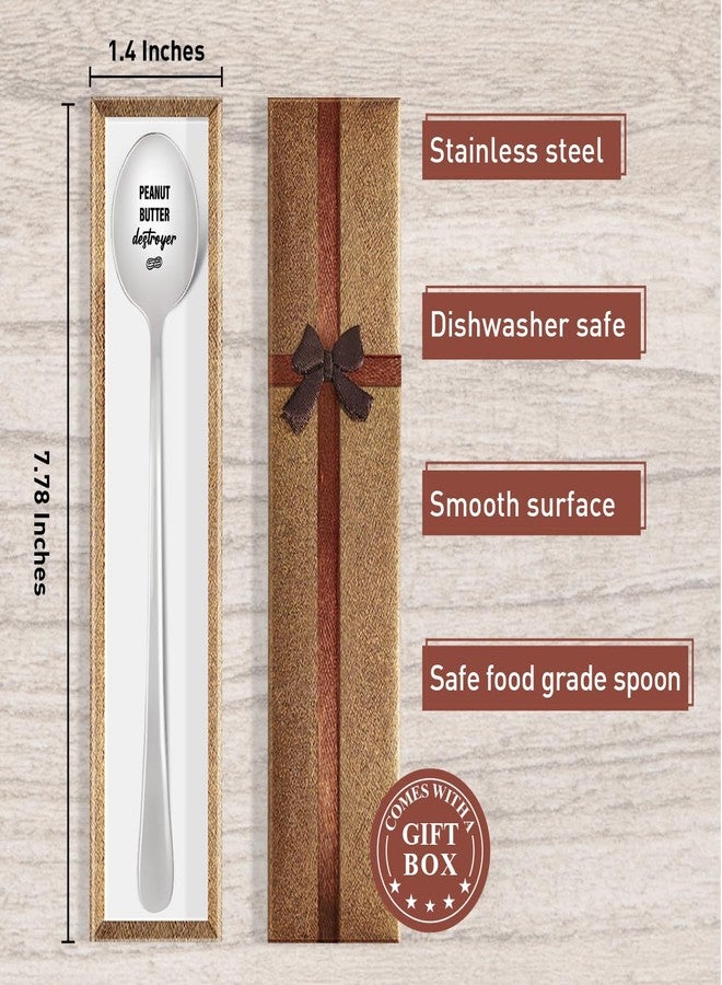 HSNBT Peanut Butter Lovers Spoon Gift, Birthday Christmas Gift for Kids Mom Dad Grandma Grandpa, Peanut Butter Destroyer, Engraved Peanut Butter Spoons Stainless Steel - Image 2