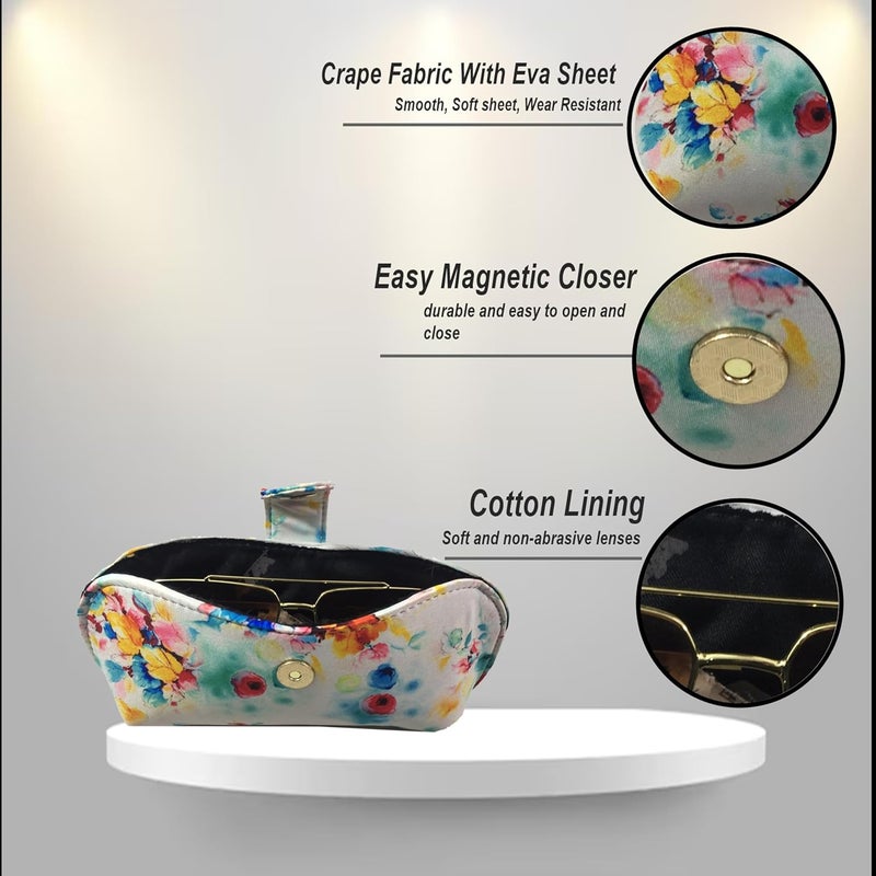 STYLE BITE Store STYLE BITE Floral Sunglasses Case for Women | Handmade Fabric Eyeglass Holder with Magnetic Closure | Stylish Spectacle Box | Gift item for Women & Men - Image 2