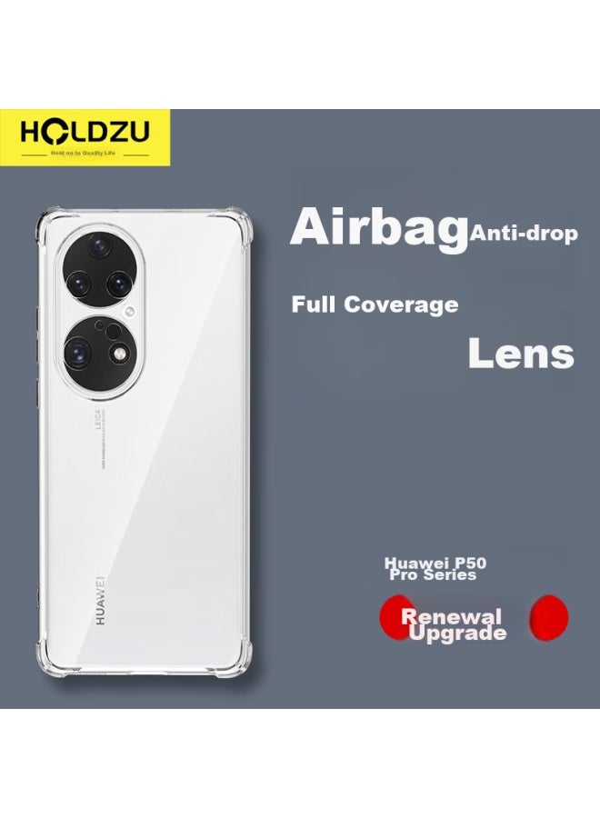 Holdzu Phone Case For Huawei P50 Pro, P50 Pro Protective Cover, Silicone Lens Full Protection, Ultra-thin Frosted High-end Design For Men And Women - Transparent - Image 1