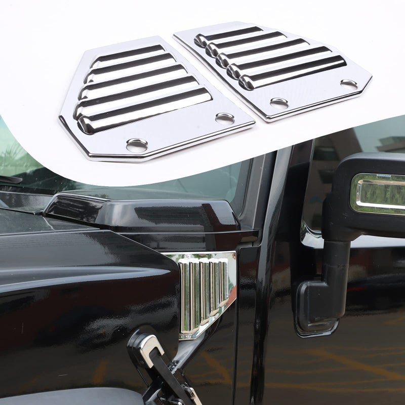 غطاء تهوية كروم لسيارة هامر H2 2006-2009 غطاء فتحات التهوية الجانبية للسيارة 2PCS ضوء ساطع