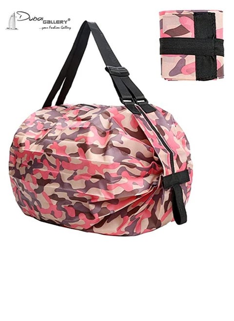 Folding Bag, Reusable Shopper Shopping Bag, Hand Shoulder Bag, Foldable, Environmentally Friendly, Durable, Washable Bag with Large Capacity for Shopping on Travel