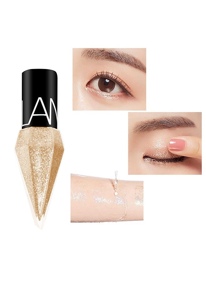LANGMANNI Liquid Glitter Eyeliner, Metallic Shimmer White Diamond Eye Liner Stick, Waterproof Long Lasting Quick Drying High Pigmented Sparkle Eyeshadow, Glitter Eyeliner for Eye Makeup(Champagne gold) - Image 3