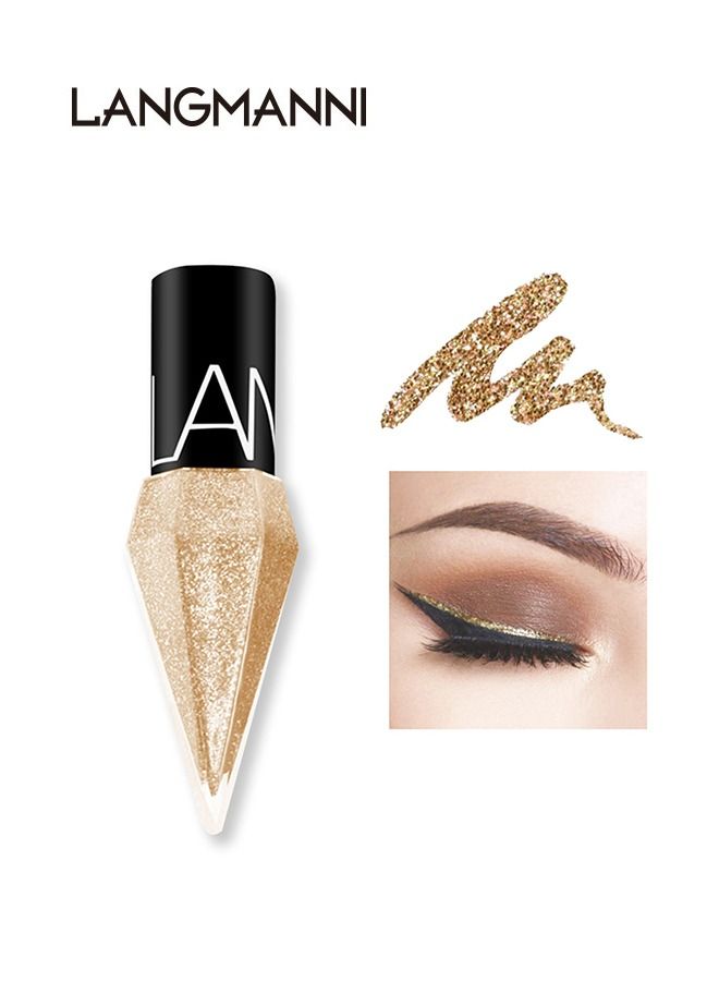 LANGMANNI Liquid Glitter Eyeliner, Metallic Shimmer White Diamond Eye Liner Stick, Waterproof Long Lasting Quick Drying High Pigmented Sparkle Eyeshadow, Glitter Eyeliner for Eye Makeup(Champagne gold) - Image 1