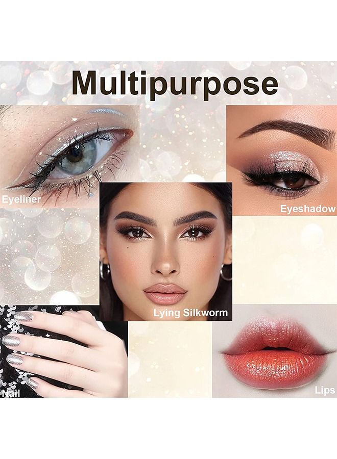 LANGMANNI Liquid Glitter Eyeliner, Metallic Shimmer White Diamond Eye Liner Stick, Waterproof Long Lasting Quick Drying High Pigmented Sparkle Eyeshadow, Glitter Eyeliner for Eye Makeup(Champagne gold) - Image 5