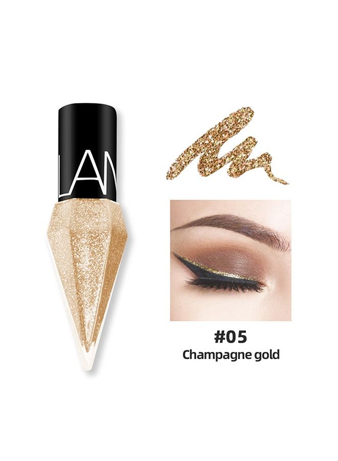 LANGMANNI Liquid Glitter Eyeliner, Metallic Shimmer White Diamond Eye Liner Stick, Waterproof Long Lasting Quick Drying High Pigmented Sparkle Eyeshadow, Glitter Eyeliner for Eye Makeup(Champagne gold) - Image 2