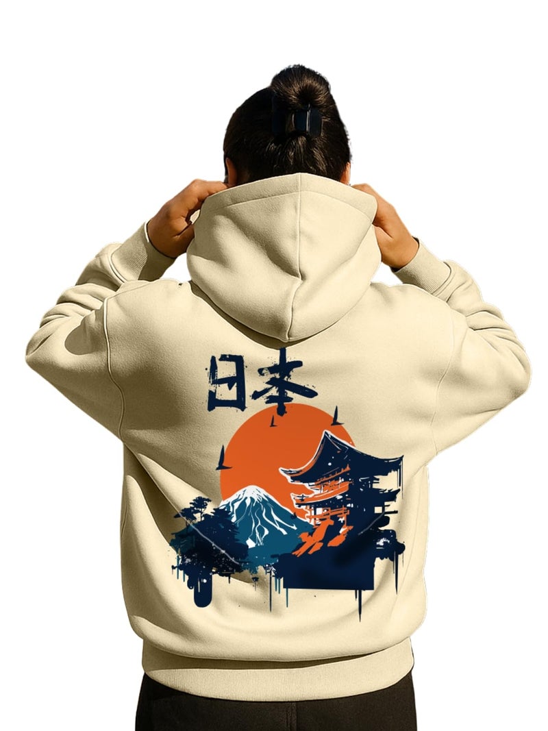 JUNEBERRY® Cotton Fleece Regular Fit Hooded Sweatshirt Lastest Back Graphic Printed Winter Hoodies for Women (W02_Nature_SYBN_L) - Image 1