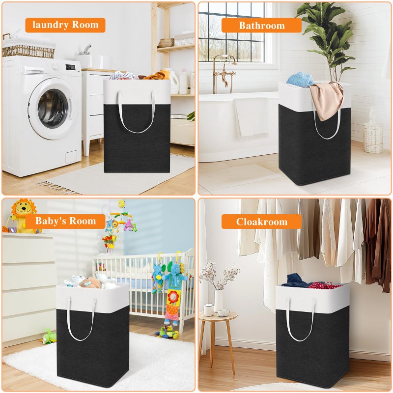 TasticTotes laundry basket 3-Pack, laundry hamper, Hamper with handles, collapsible laundry baskets, Waterproof dirty clothes hamper, Towel Storage for Home or Dorm, 75L-Black - Image 5