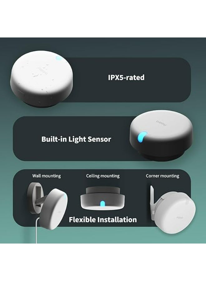 Aqara Presence Sensor FP2+ Bracket, Wired mmWave Radar Presence Detector, Zone Positioning, Multi-Person and Fall Detection, Supports HomeKit, Google Home and Home Assistant - Image 5