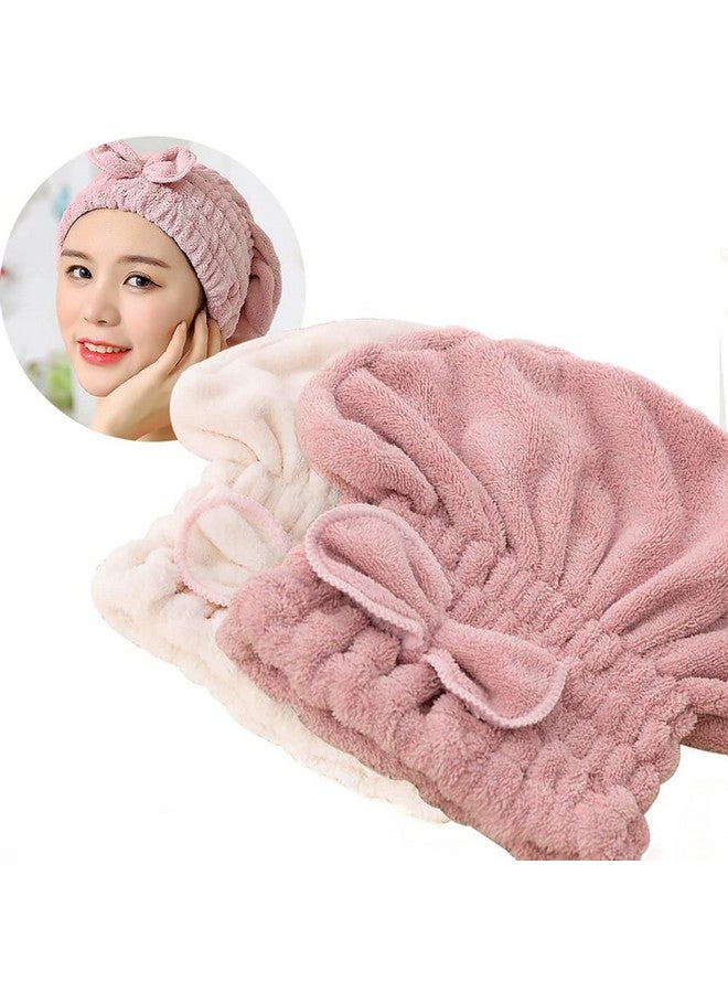 Jseng 2PC Microfiber Hair Drying Caps, Extrame Soft & Ultra Absorbent, Fast Drying Hair Turban Wrap Towels Thick Fluffy Shower Cap for Girls and Women - Image 1
