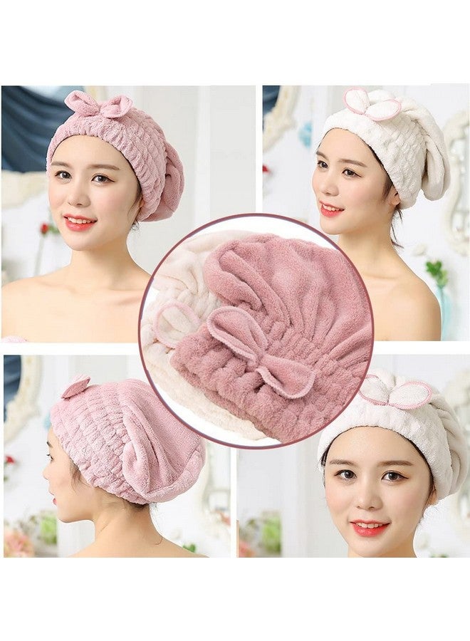 Jseng 2PC Microfiber Hair Drying Caps, Extrame Soft & Ultra Absorbent, Fast Drying Hair Turban Wrap Towels Thick Fluffy Shower Cap for Girls and Women - Image 2