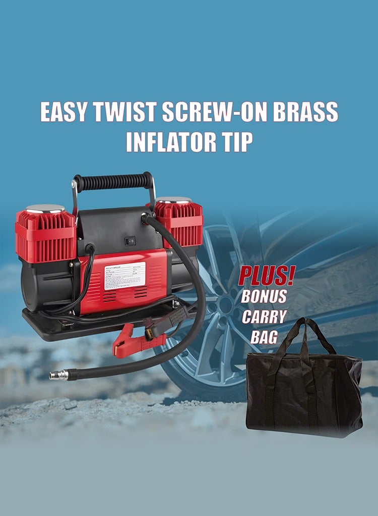 مستر سمارت ضاغط هواء محمول من Mr.Smart، رطل/بوصة مربعة، لتر/دقيقة، خرطوم ملفوف بطول ٢٦ قدمًا، سلك طاقة بطول ٨ أقدام مع مشابك بطارية، ٣ محولات فوهات - Image 3