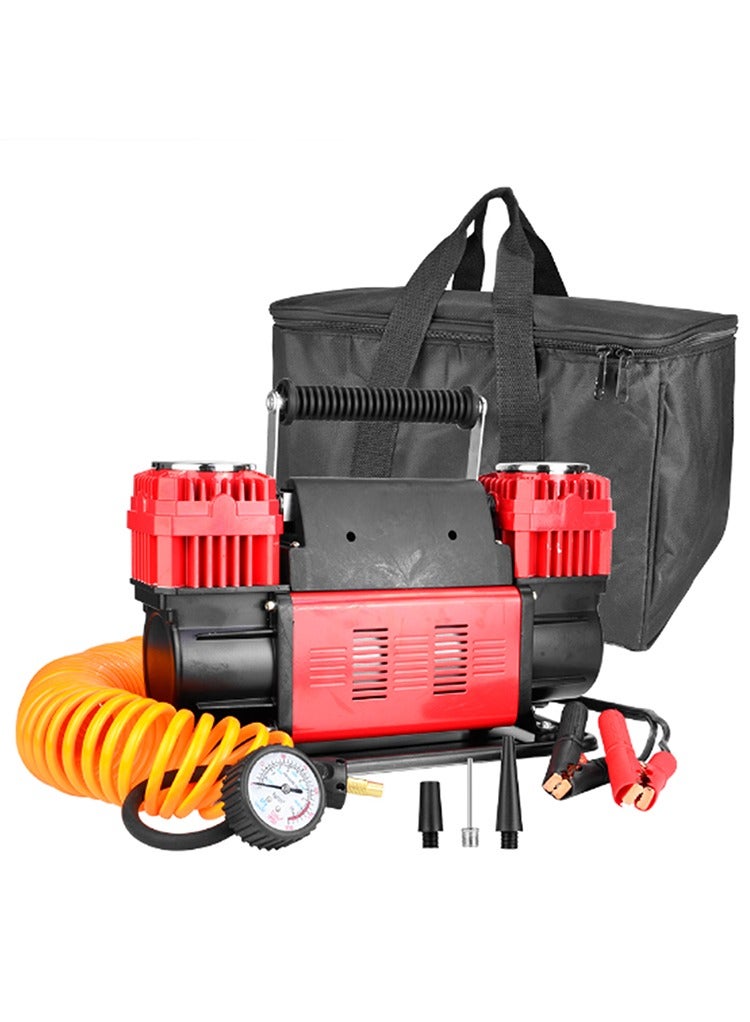 مستر سمارت ضاغط هواء محمول من Mr.Smart، رطل/بوصة مربعة، لتر/دقيقة، خرطوم ملفوف بطول ٢٦ قدمًا، سلك طاقة بطول ٨ أقدام مع مشابك بطارية، ٣ محولات فوهات - Image 1