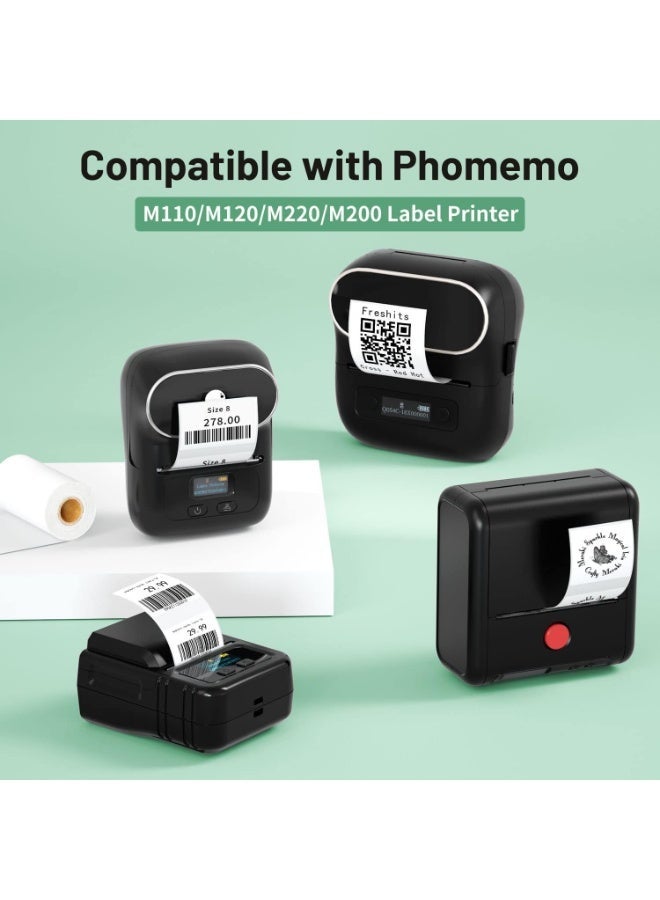 فوميمو ملصقات M110 متوافقة مع طابعات Phomemo M110/M108/M200/M220/M221، شريط ملصقات حراري متعدد الاستخدامات ذاتي اللصق، أسود على أبيض، بحجم 1.57"×1.18" (40×30 مم)، 690 ملصق / 3 لفات - Image 3