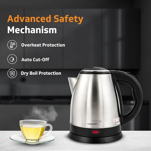 V-Guard VKS15 1.5 Litre Electric Kettle for Hot Water | 1350 W | Stainless Steel Hot Water Kettle | Power Indicator | Auto Cut-off | Boil Dry Protection | 1 Year Coverage by V-Guard - Image 5