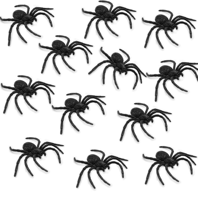 Nelisylux Plastic Spiders Halloween Decorations, Halloween Spider, Fake Spiders, 8PCS Black Large Spider Web Decoration, Realistic Fun Toys Prank Props Scare Practical Surprise Joke Party Decor, 3.9 x 3.7 Inch - Image 5