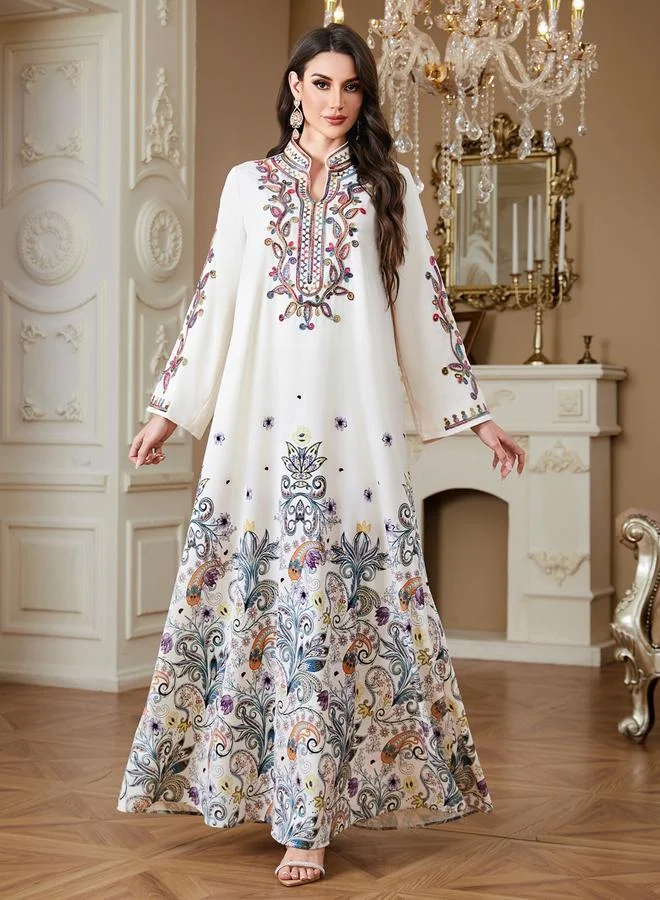 Take Two Women Floral Printed Embellished Jalabiya