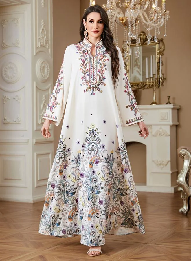 Take Two Women Floral Printed Embellished Jalabiya