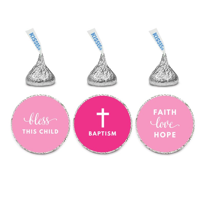 Andaz Press Chocolate Drop Labels Trio Party Favors Girl Christening Baptism or Communion 216Pack  Bible Biblical Faith Hope Love Bless Blessings
