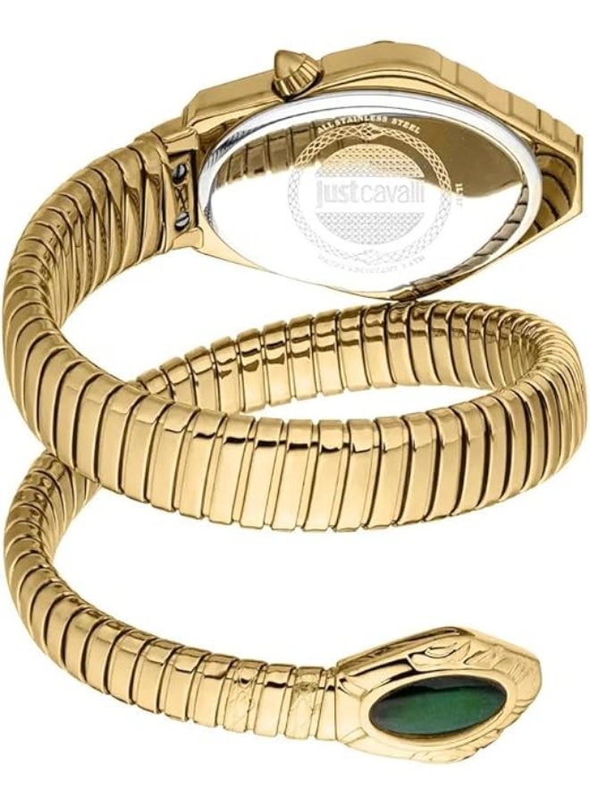 Just Cavalli Women's Analog Quartz Watch, Stainless Steel Snake Bracelet, Gold-Tone, JC1L357M0035 - Image 2