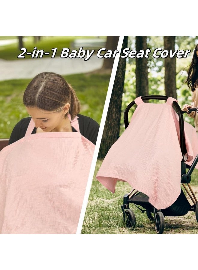 DAYEEBALL Summer Muslin Infant Car Seat Cover, Breathable Carseat Cover for Baby Girls, Multi-Purpose Breastfeeding Covers for Nursing, Pink - Image 2