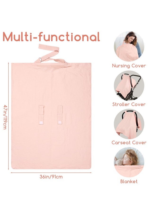 DAYEEBALL Summer Muslin Infant Car Seat Cover, Breathable Carseat Cover for Baby Girls, Multi-Purpose Breastfeeding Covers for Nursing, Pink - Image 5