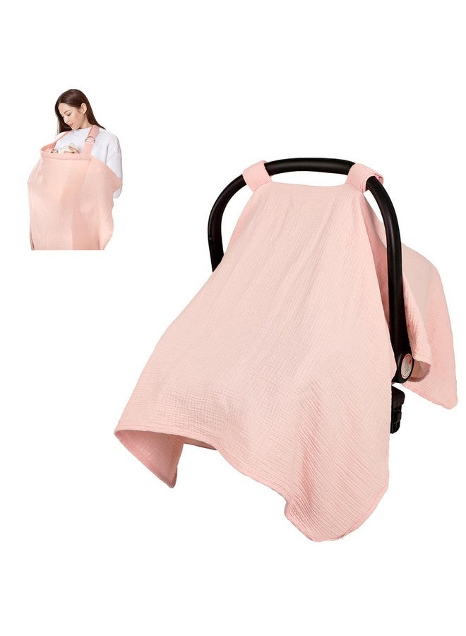 DAYEEBALL Summer Muslin Infant Car Seat Cover, Breathable Carseat Cover for Baby Girls, Multi-Purpose Breastfeeding Covers for Nursing, Pink - Image 1
