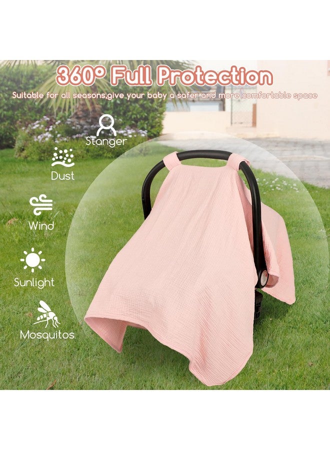 DAYEEBALL Summer Muslin Infant Car Seat Cover, Breathable Carseat Cover for Baby Girls, Multi-Purpose Breastfeeding Covers for Nursing, Pink - Image 4