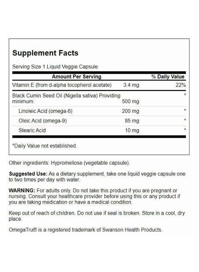 سوانسون زيت بذور الكمون الأسود ٥٠٠ ملغ، ٦٠ كبسولة نباتية سائلة - Image 2