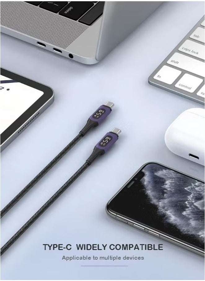 Generic 120cm USB Type-C Fast Charging Data Cable with LED Digital Power Display – 65W High-Speed Charging Cord for Laptops, Smartphones, Tablets & More – Durable Braided Design with Real-Time Wattage Monitor  - Image 5