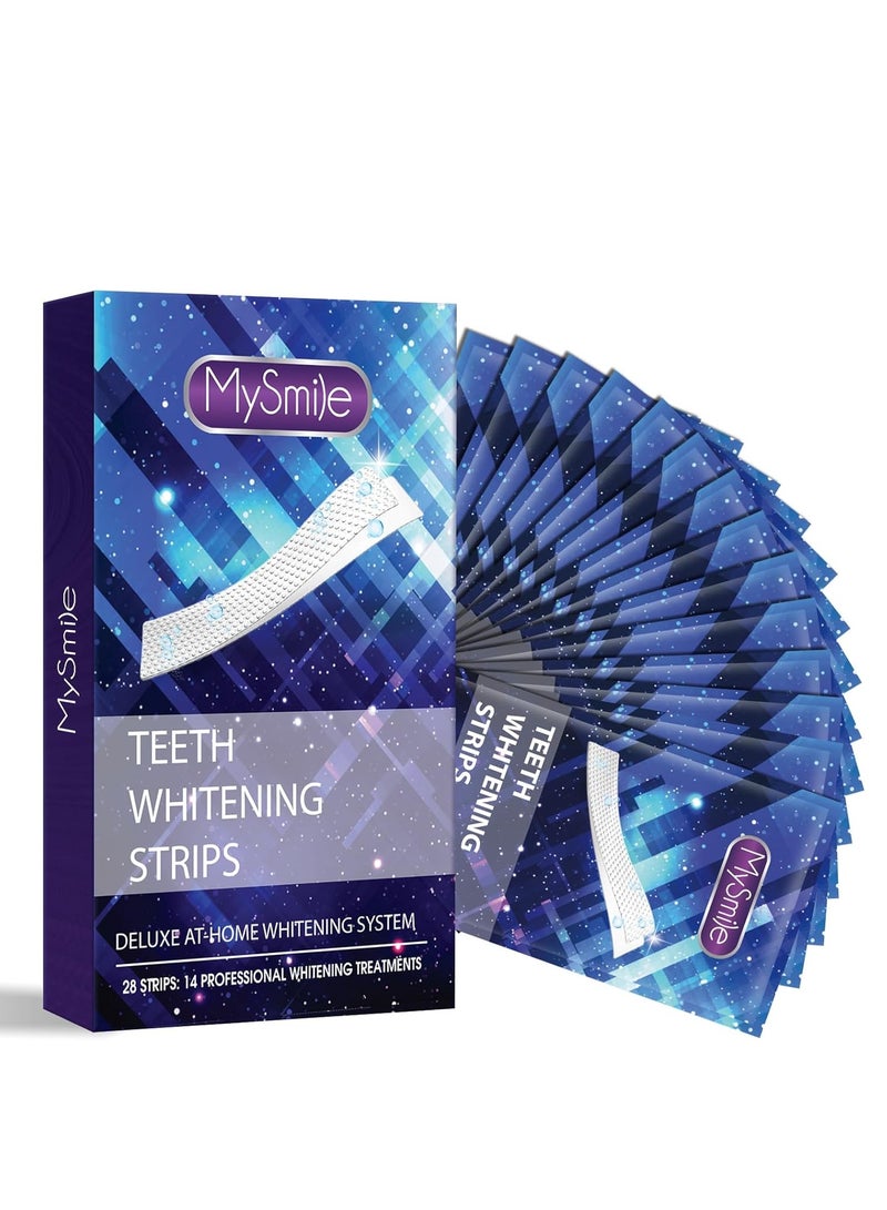 MySmile Teeth Whitening Strips 14 Treatments, Non-Sensitive Formula, Non-Slip 28 Whitening Strips for Sensitive Teeth, Fast Whitening, Safe Whitener for Smokers, Coffee Drinkers, Yellow Stains - Image 1