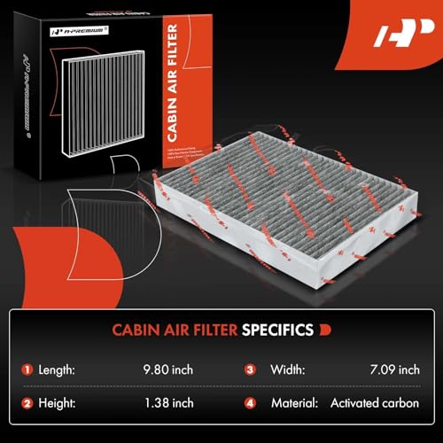 A-Premium Cabin Air Filter with Activated Carbon Compatible with Nissan Vehicles - Rogue (2014-2020), Rogue Sport (2017-2022), Qashqai (2017-2022) - Replace# 27277-4BU0A - Image 2