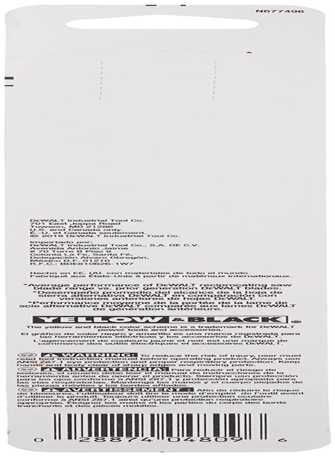 DEWALT Reciprocating Saw Blades, Straight Back, 8-Inch, 14 TPI, 5-Pack (DW4809) - Image 4